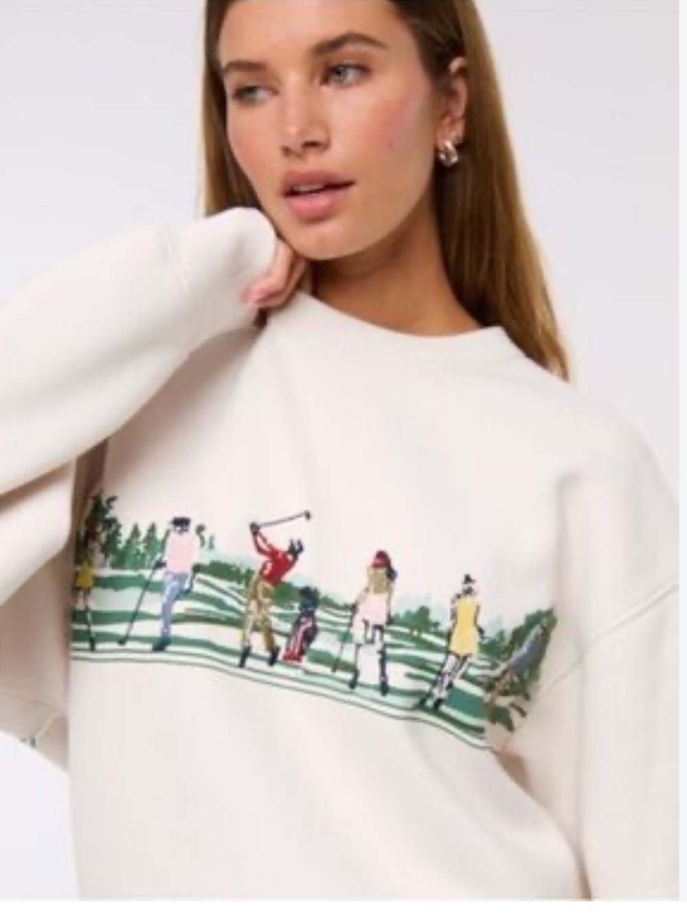 Abercrombie & Fitch Soft AF Crewneck Sweater with Vintage Golfers Motif Sz Large